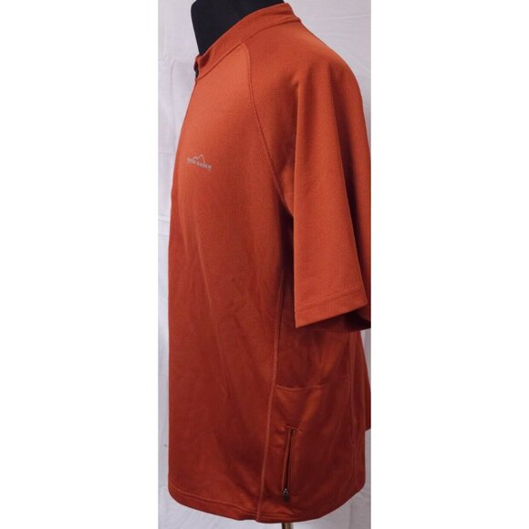 Eddie Bauer 1/4 Zip Mens Large Rust Orange Cocona Short Sleeve Polo Shirt - Picture 5 of 12
